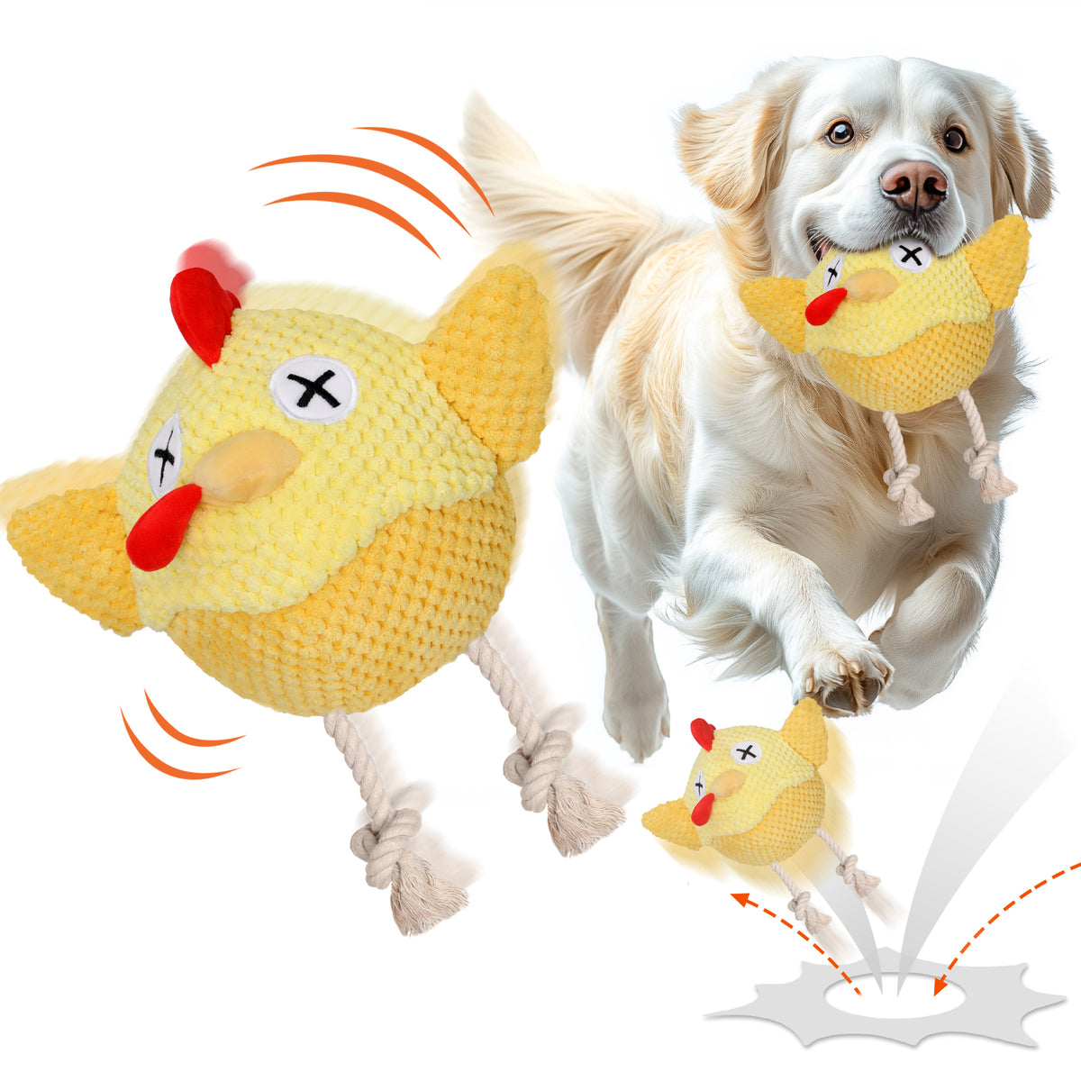 Interactive Chicken Dog Toy, Durable Automatic Moving Dog Toy Ball for Dogs of All Sizes