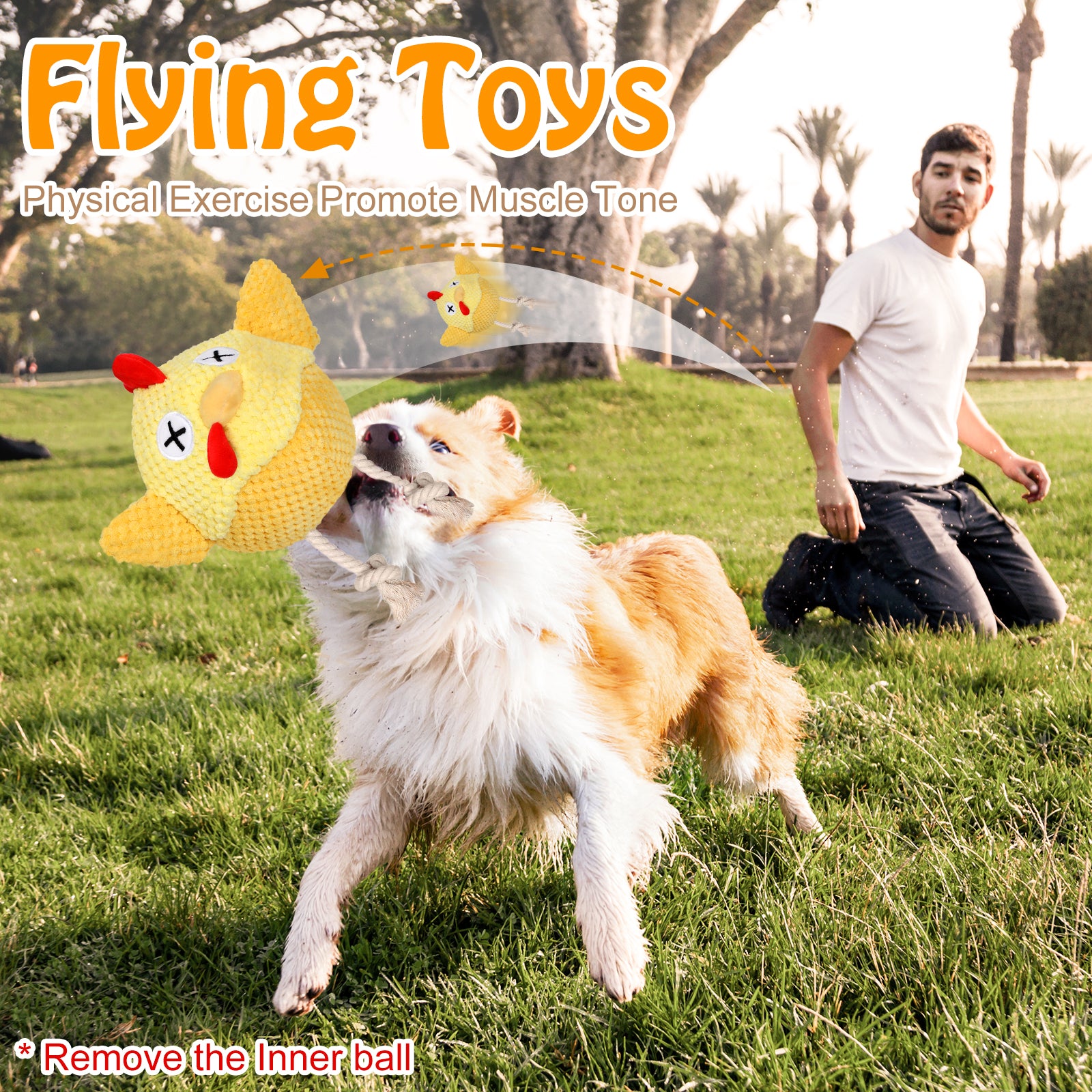 Interactive Chicken Dog Toy, Durable Automatic Moving Dog Toy Ball for Dogs of All Sizes